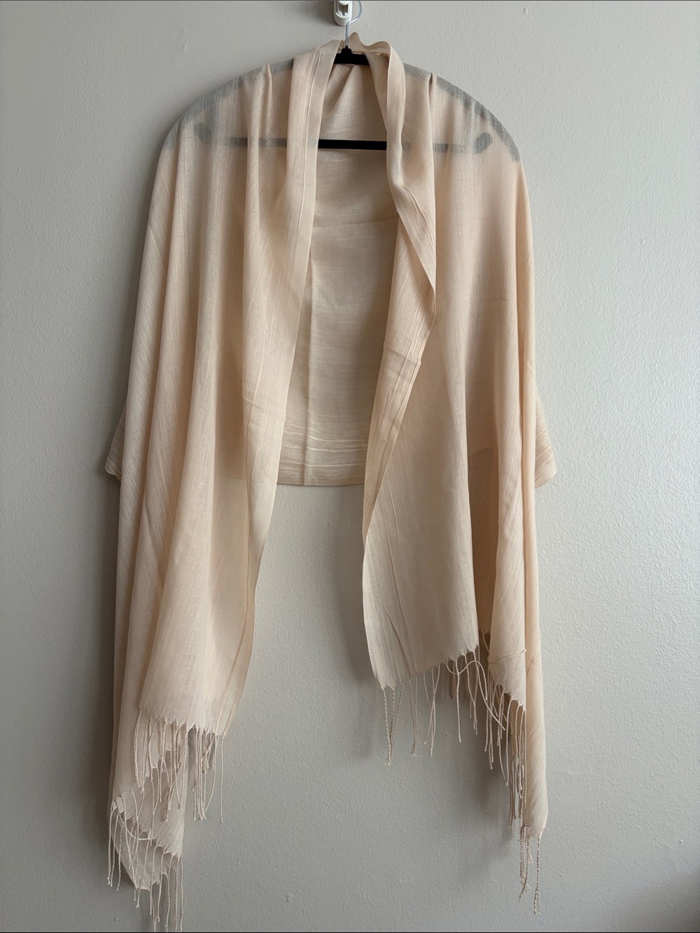 Quiet Luxury Cashmere Pashmina Shawl Wrap Beige Cream